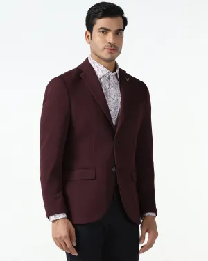 Adjustable Hemline Formal Maroon Textured Blazer - Rismo