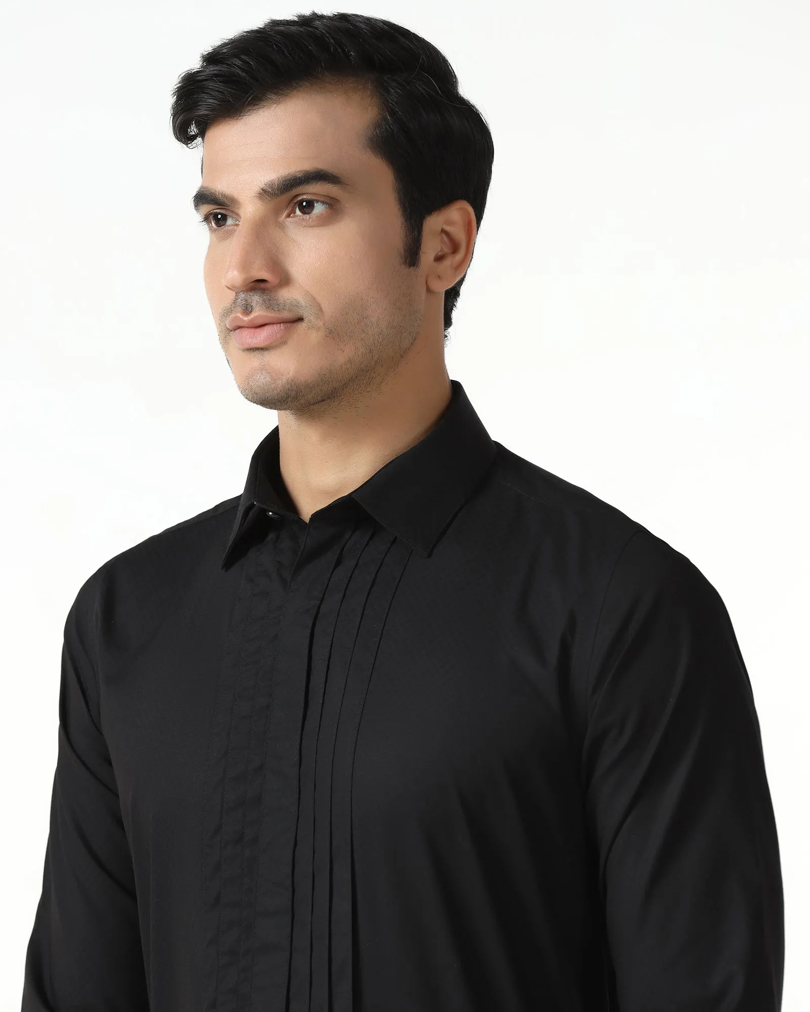 Formal Black Textured Shirt - Rock Cocktail Party