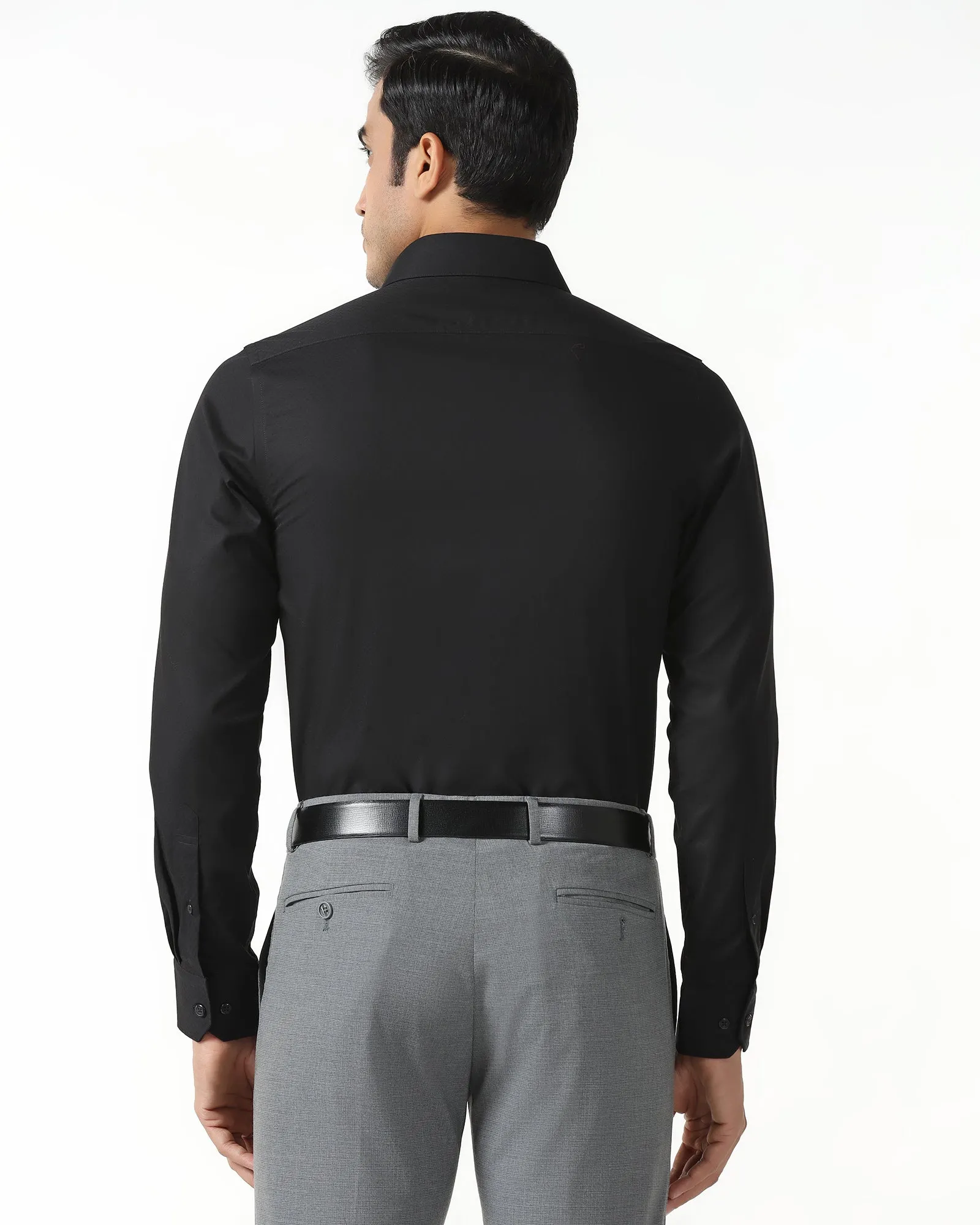 Formal Black Textured Shirt - Rock Breathable Lining Stylish Element