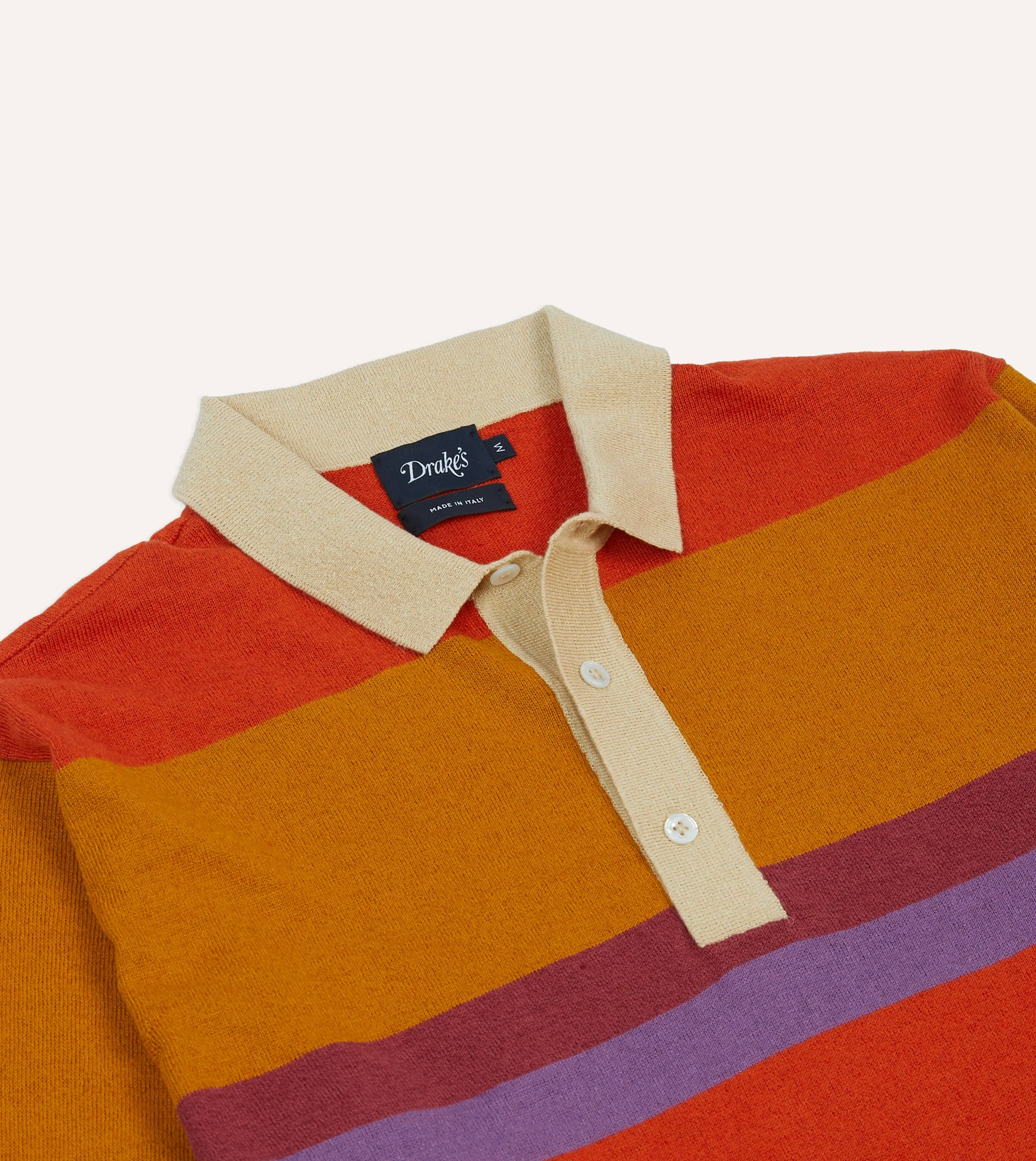 Designer Touch Lightweight Feel Orange, Brown and Purple Linen Cotton Knitted Rugby Shirt