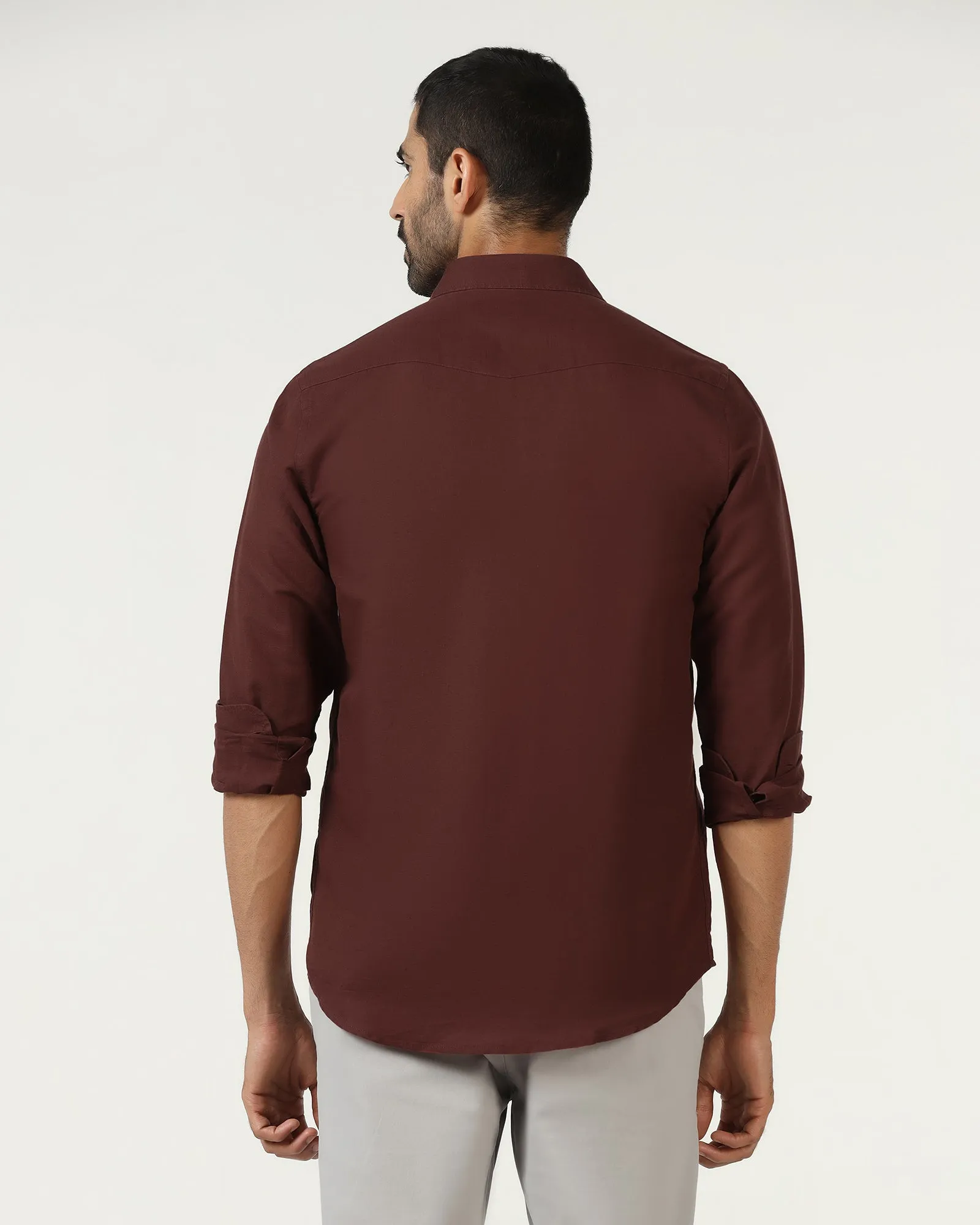 Rust Linen Solid Shirt - Konrad Eco Friendly Dye