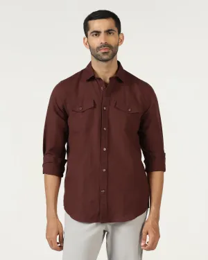 Tall Option Stretchy Cloth Rust Linen Solid Shirt - Konrad