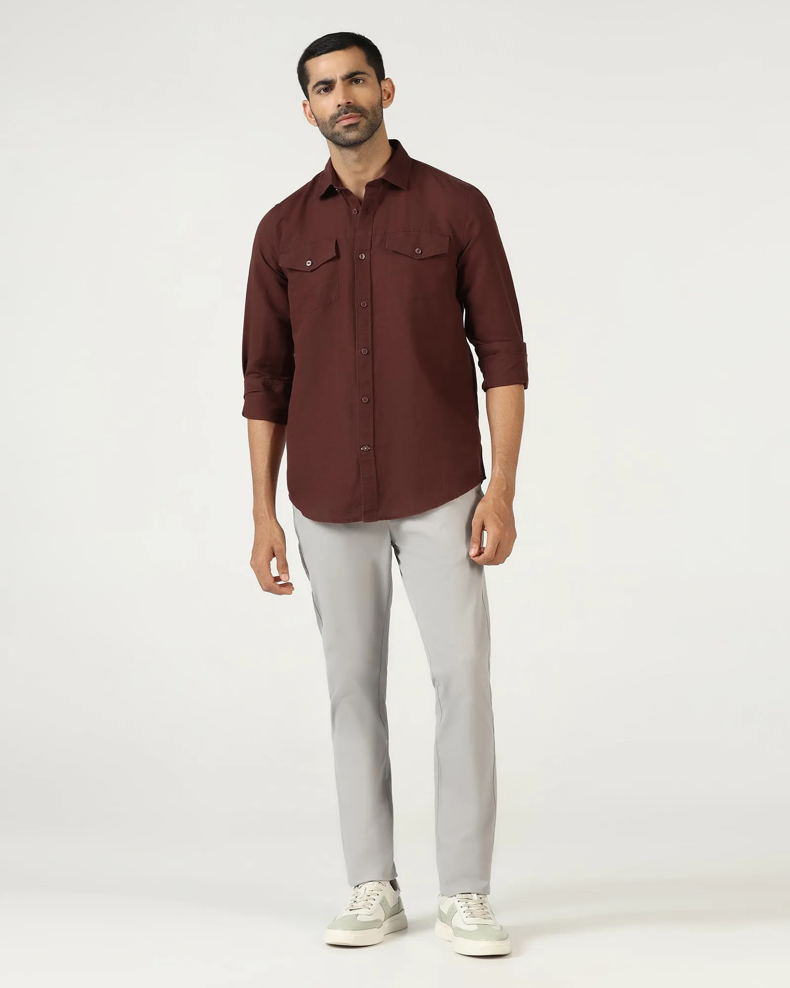 Vintage Wash Rust Linen Solid Shirt - Konrad