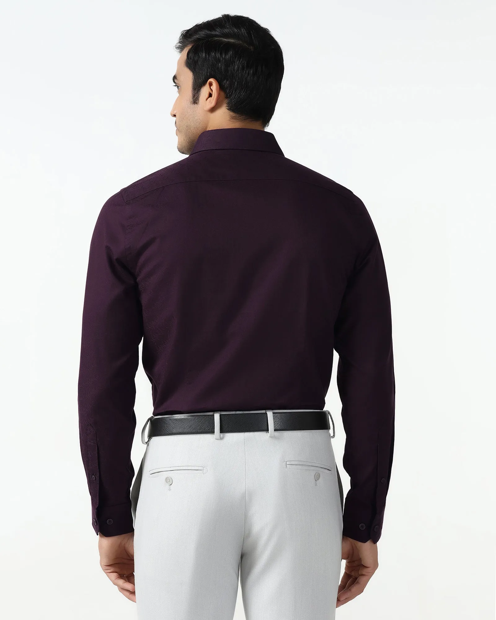 Polished Placket Wine Jacquard Shirt - Romeo