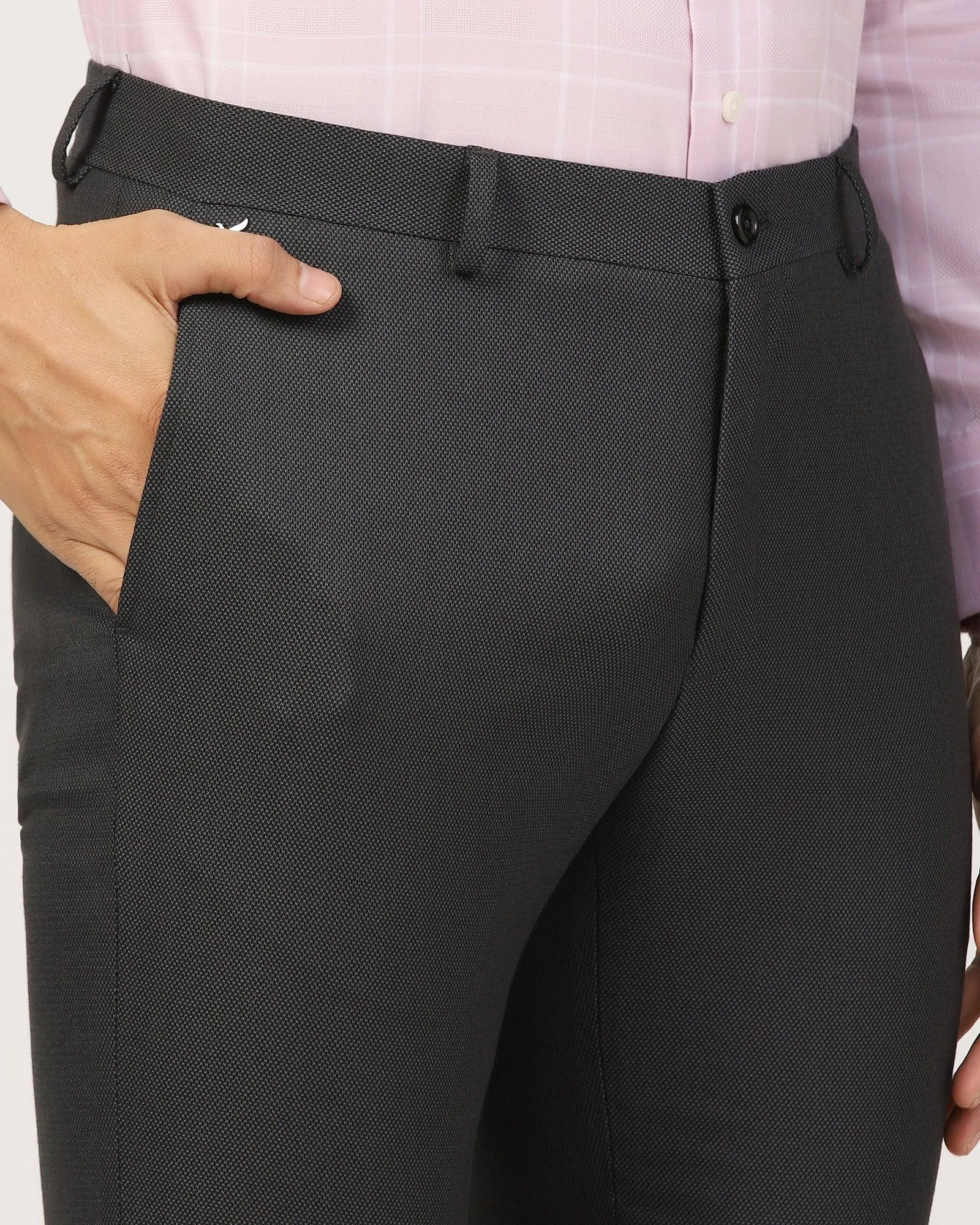 Slim Fit B-91 Formal Black Textured Trouser - Sive Classic Look