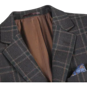Alessandro Vitello by Renoir New Slim Fit Wool Checked Dimgray Blazer 563-11 UV Protective Layer Adjustable Cuff Design