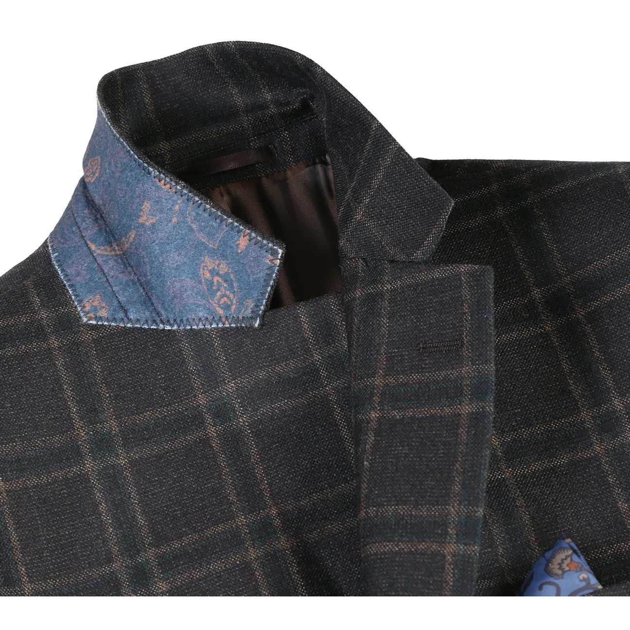 Extended Coverage 3-In-1 Set Alessandro Vitello by Renoir New Slim Fit Wool Checked Dimgray Blazer 563-11