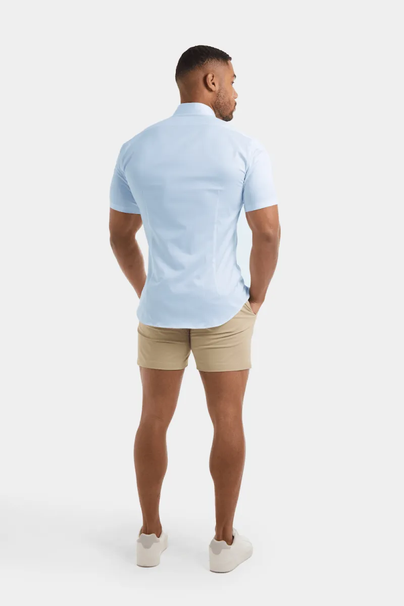 Customizable Option Athletic Fit Short Sleeve Signature Shirt in Blue