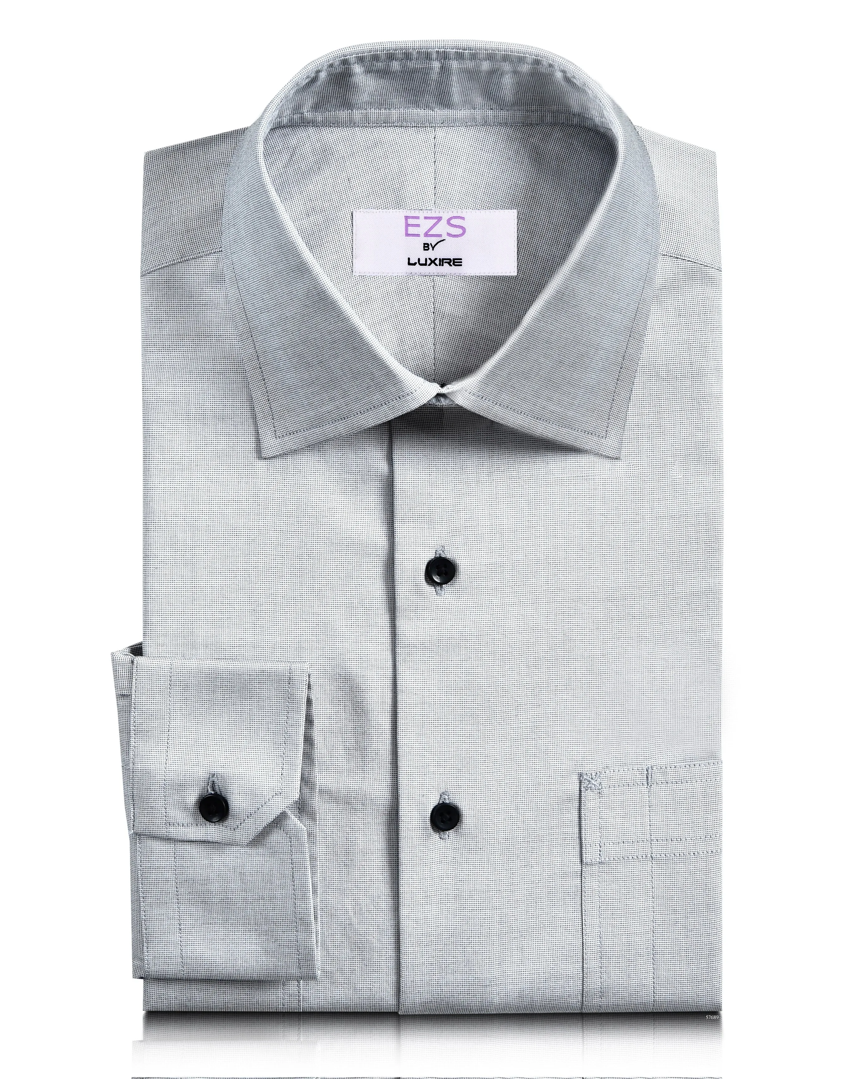EZS Grey-White End-on-End Shirt Odor Resistant
