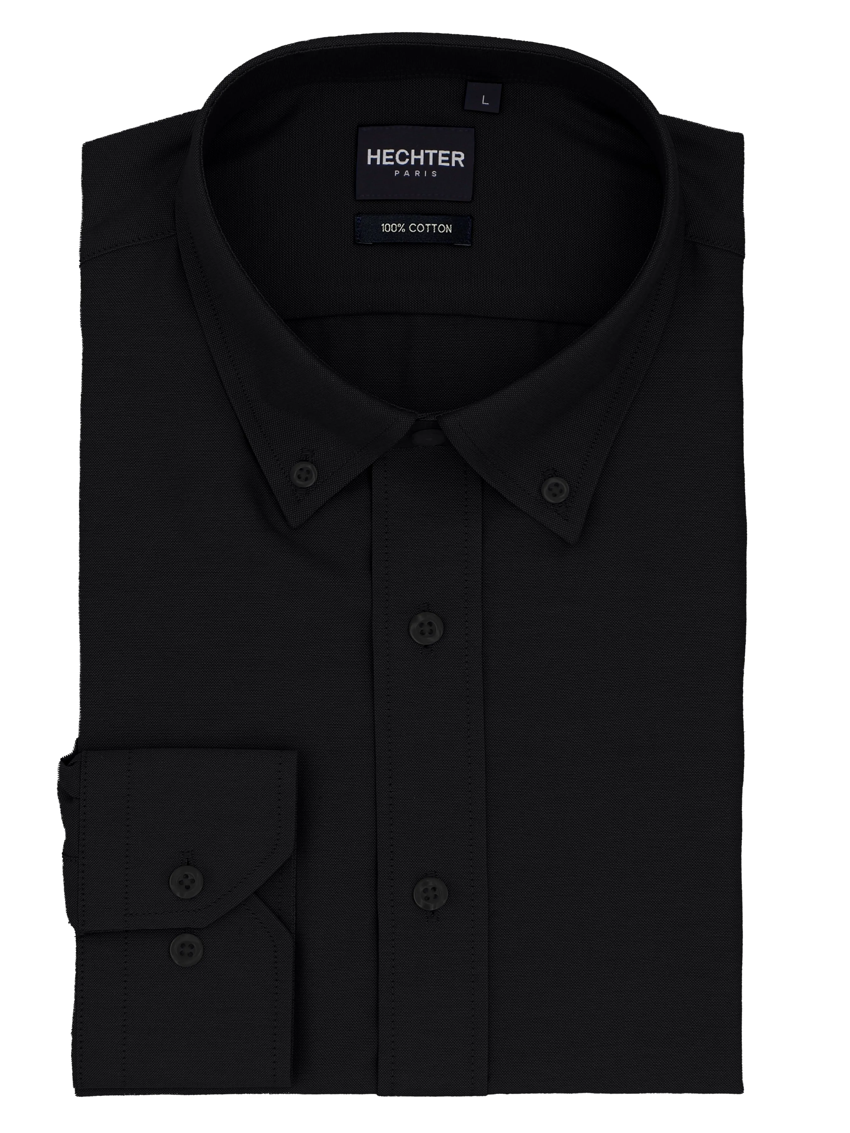 Black Button Down Shirt Sporty Look Eco Friendly Material