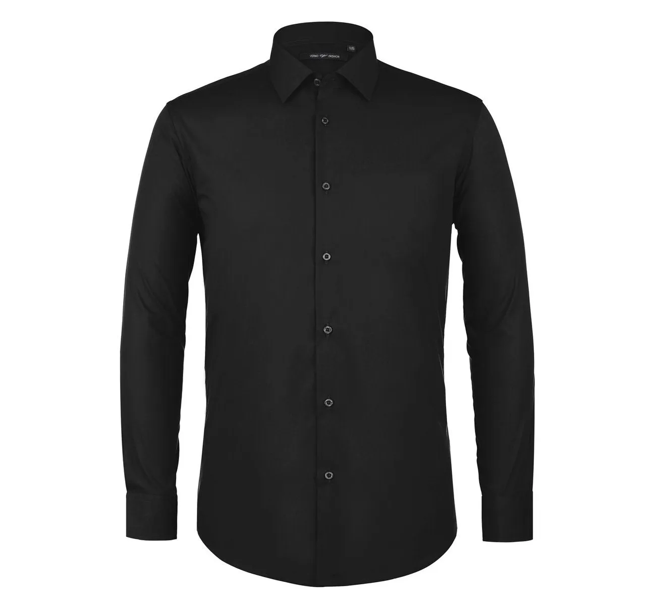 VERNO Black Classic/Regular Fit Long Sleeve Spread Collar Dress Shirt TC22 Bold Statement Minimalist fashion