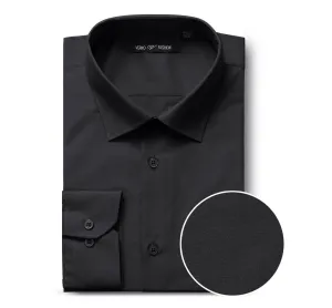 VERNO Black Classic/Regular Fit Long Sleeve Spread Collar Dress Shirt TC22 Indoor Comfort Tailored Silhouette