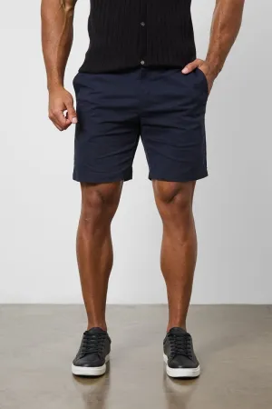 Athletic Fit Chino Shorts 7'' in Navy Cool Touch Fit surfing gear