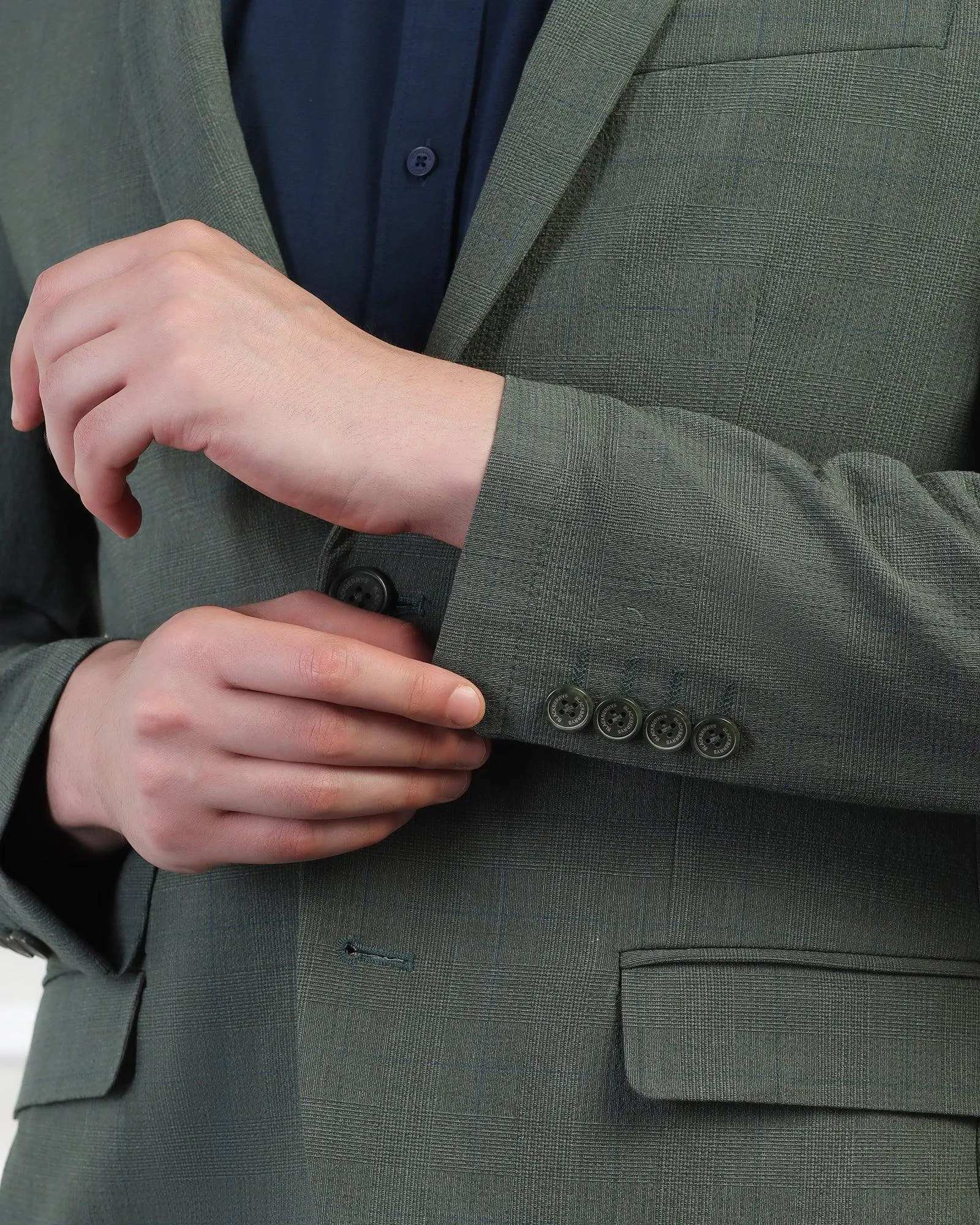 Casual Green Check Blazer - Marcus UV Protection Finish SeamlessBonding