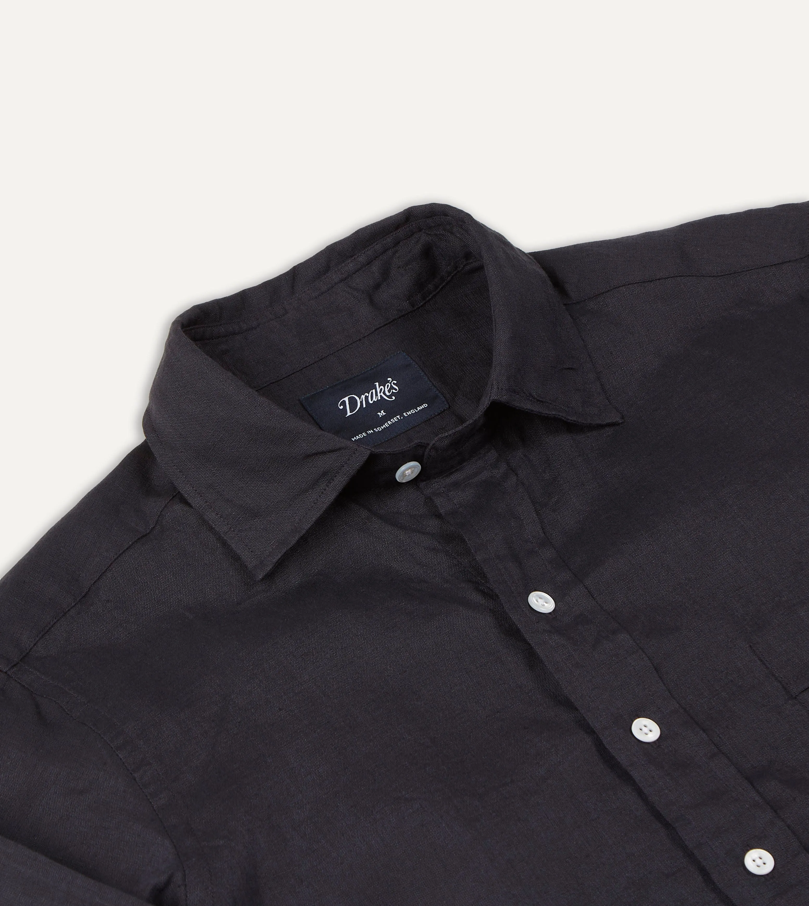 Dark Navy Linen Spread Collar Shirt Year-Round Favorite Tailored Silhouette