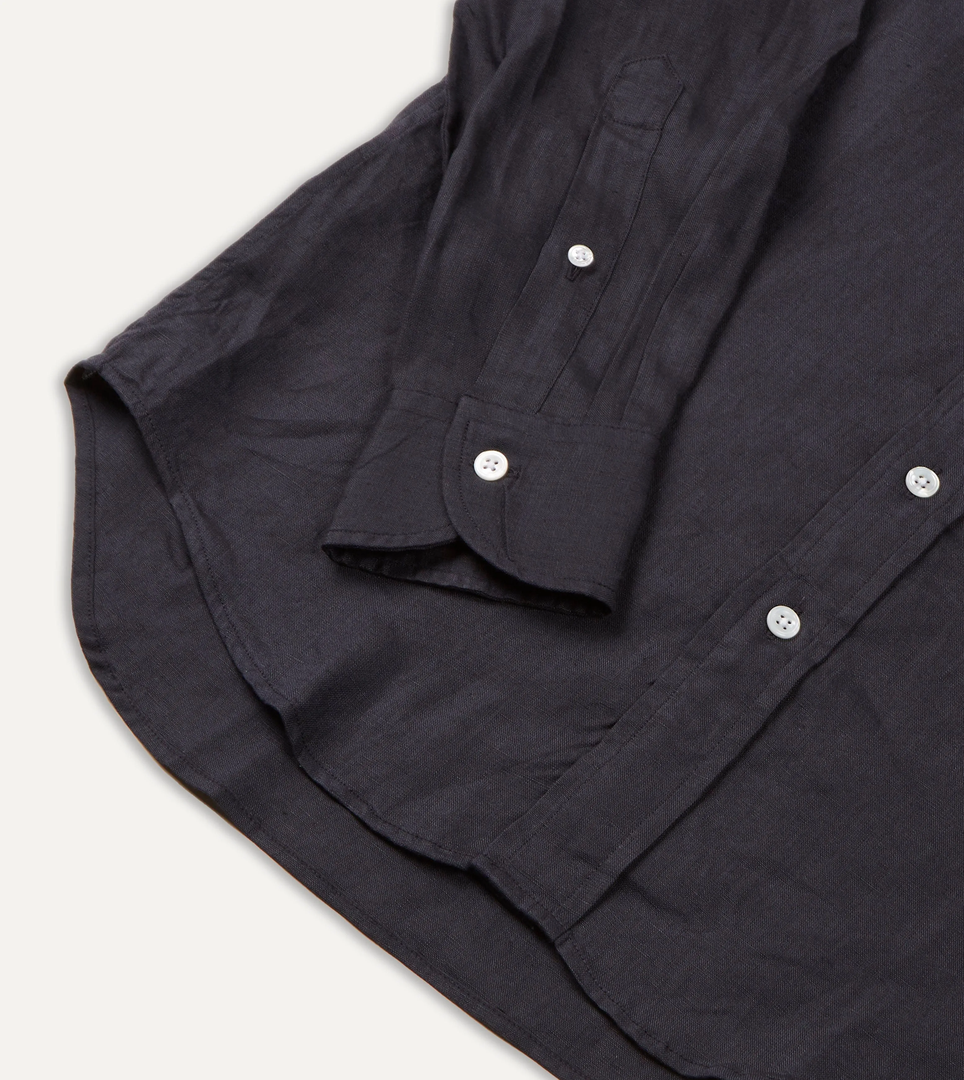 Cooling Mesh Lining Weekend Outing Dark Navy Linen Spread Collar Shirt