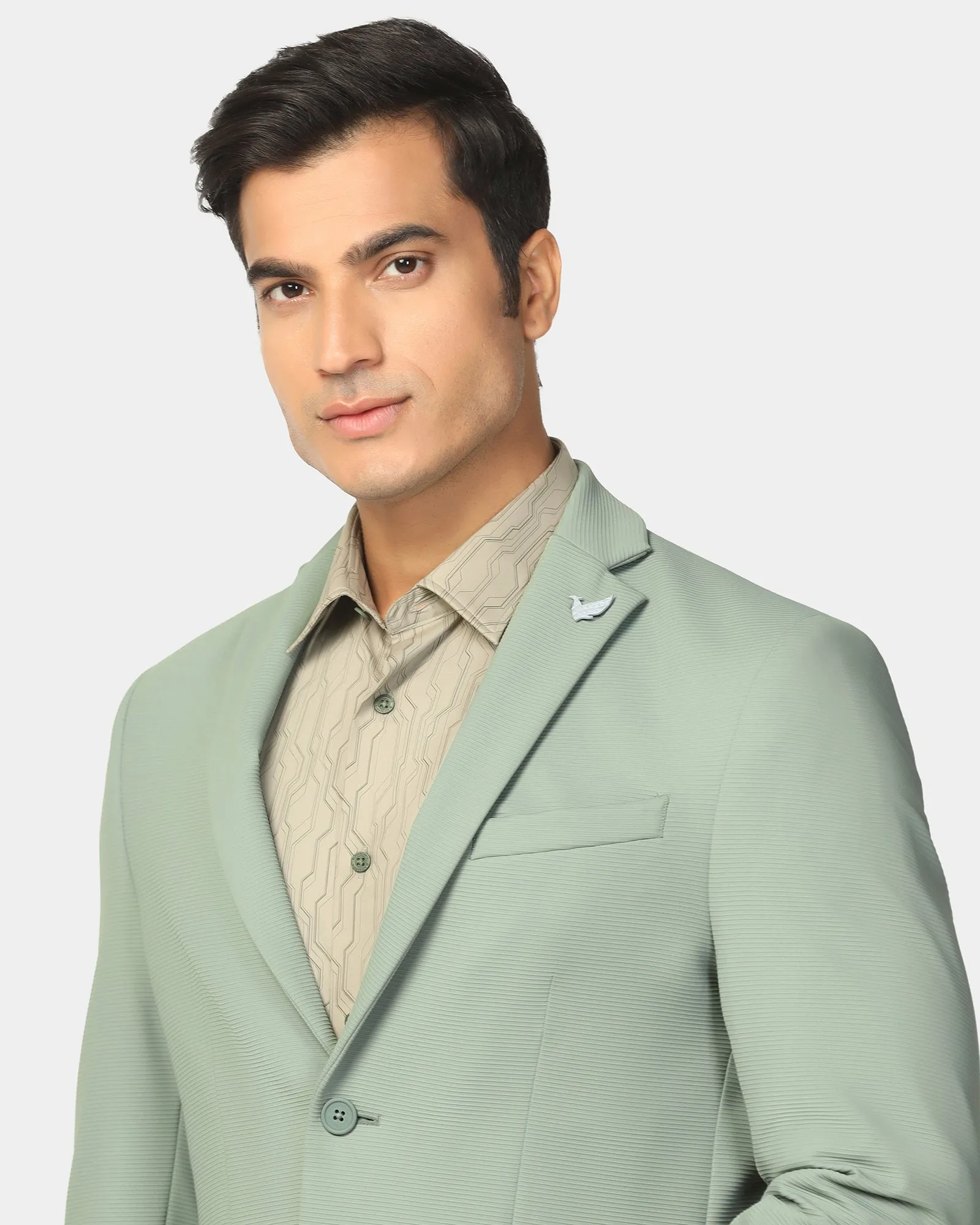 WaterResistantFabric Zipper Closure System TechPro Formal Mint Stripe Blazer - Kuma