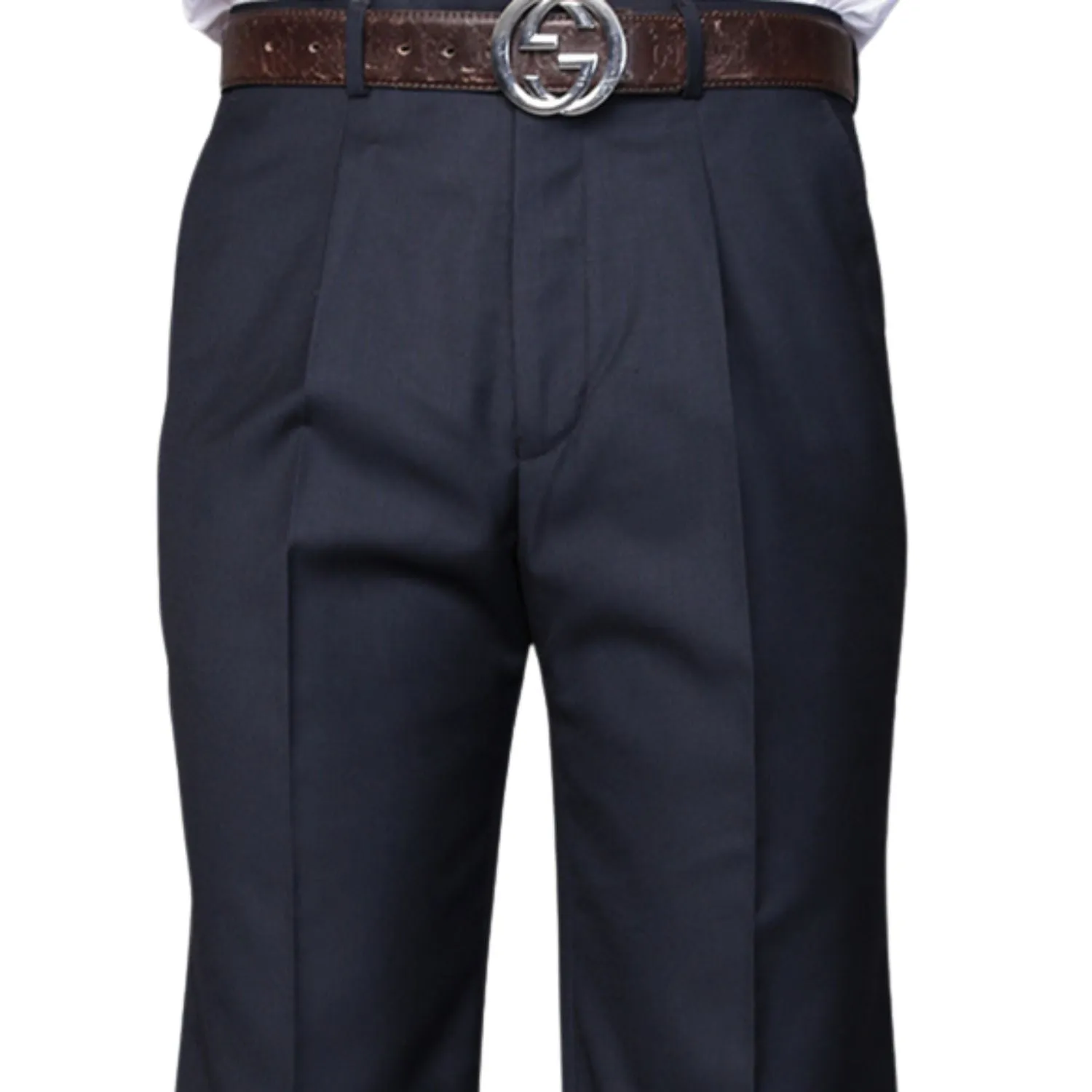 Dubhe Collection: Navy Pleated Wool Pants Perfectly Fit