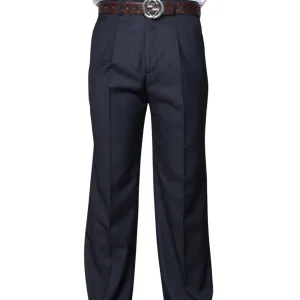 Dubhe Collection: Navy Pleated Wool Pants Stretchable Design