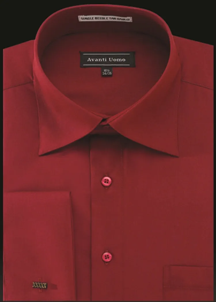 Avanti Uomo French Cuff Dress Shirt DN32M Crimson Teen Fashion