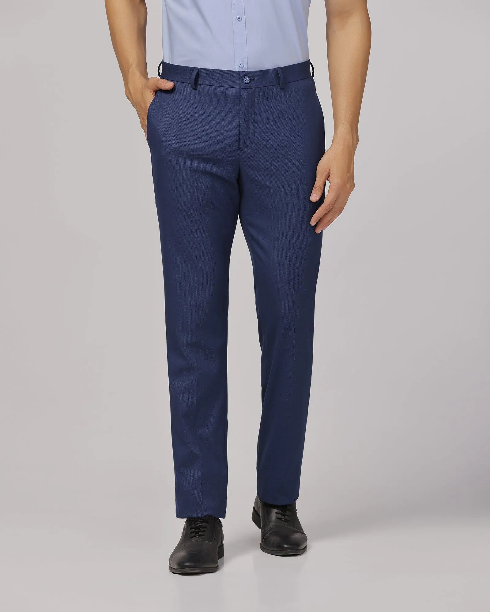 Comfort Focused Reinforced Knees Slim Comfort B-95 Formal Navy Textured Trouser - Scout