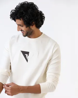 Office Mood EasyAdjustment Off White Crew Neck Solid Sweatshirt - Bling