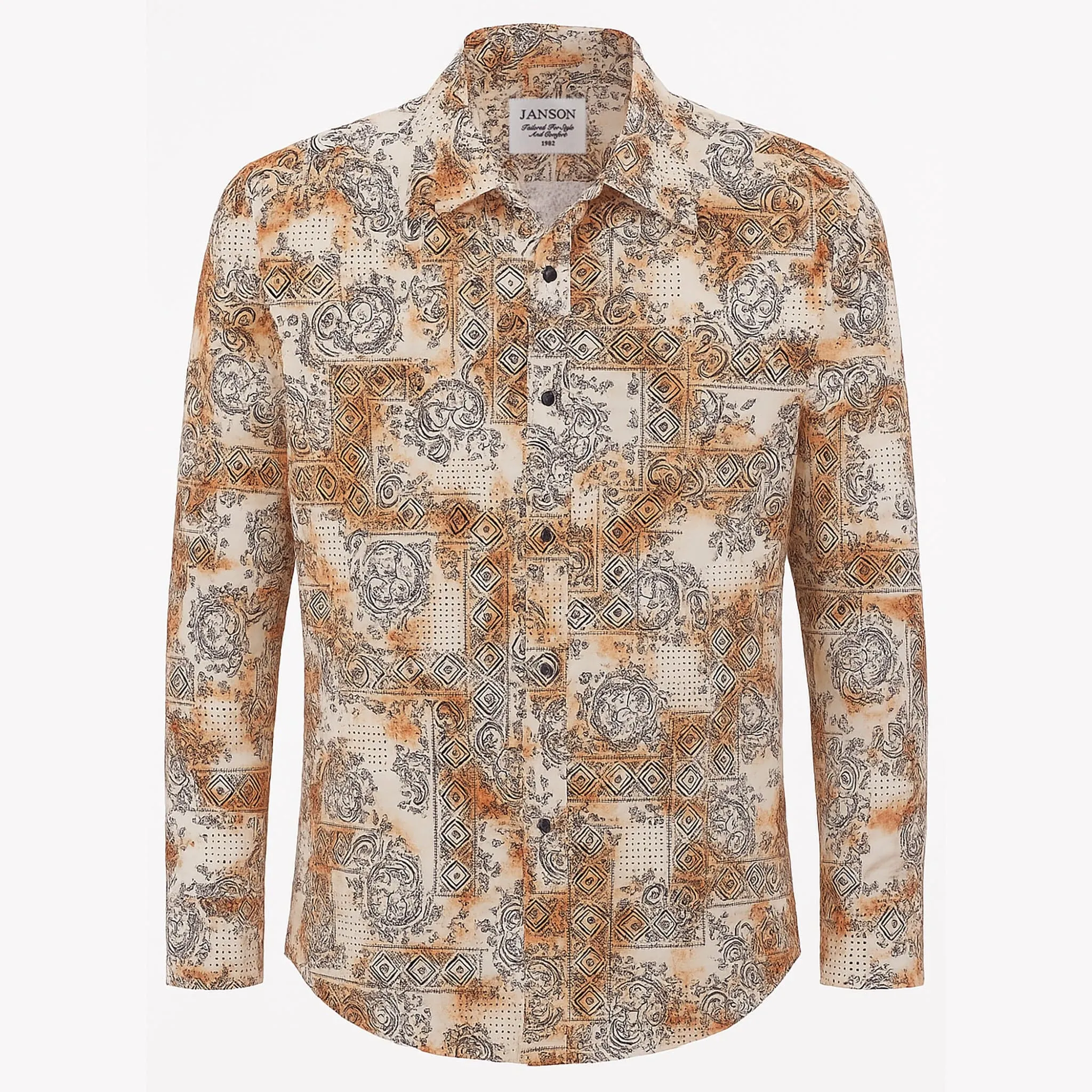 Janson Sport Shirt-100% Cotton Satin Finish, European Made Work From Home Cozy Feel