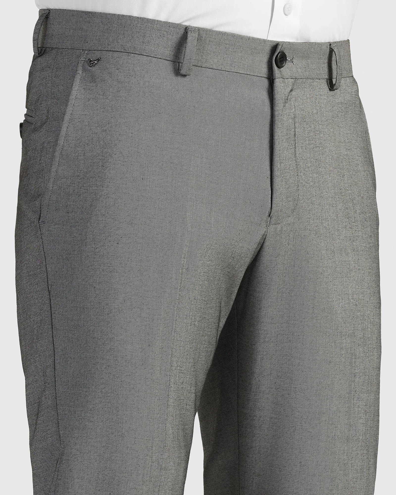 Travel-Ready Slim Comfort B-95 Formal Grey Solid Trouser - Musk