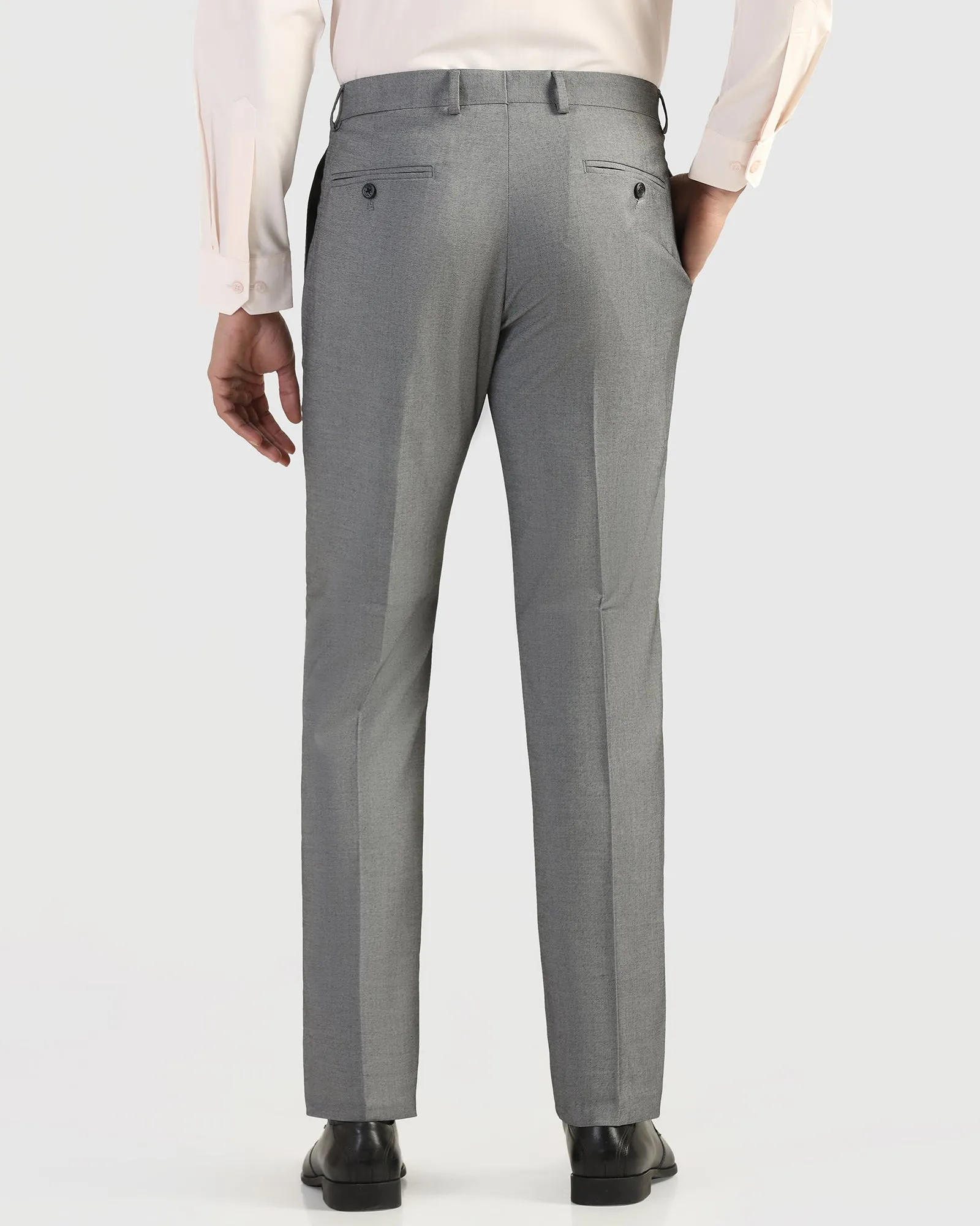 Active Stretch Tagless label Slim Comfort B-95 Formal Grey Solid Trouser - Musk