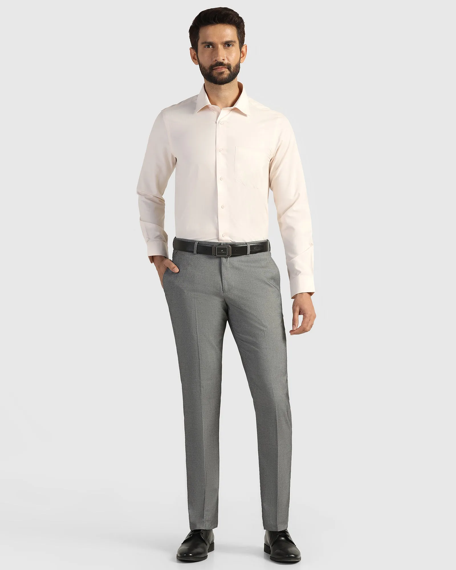Sophisticated Look All Season Wear Slim Comfort B-95 Formal Grey Solid Trouser - Musk
