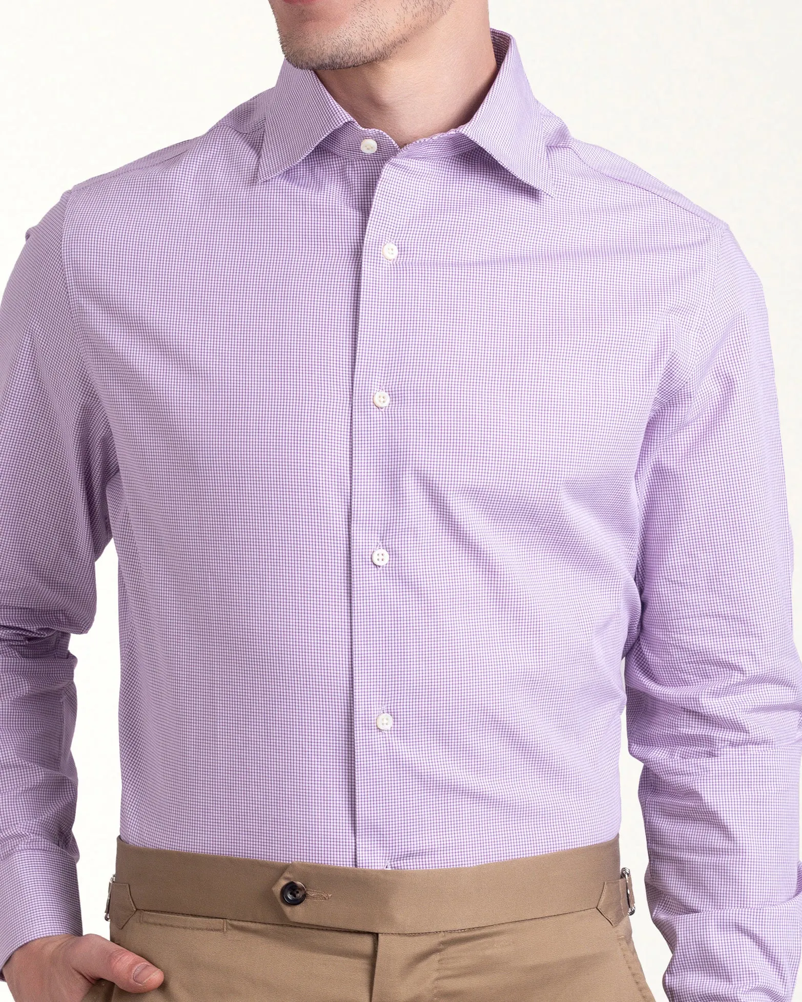 Mauve Gingham Checks Shirt Gym Safe Athletic Wear