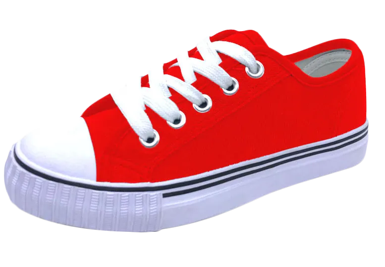 Red Lace Up Classic Canvas Men's Shoes SP643 Abrasion Resistant Toe Non Slip Tread Pattern