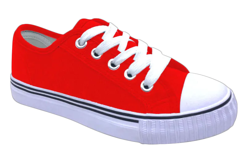 Red Lace Up Classic Canvas Men's Shoes SP643 Thermoformed Heel Counter Breathable mesh