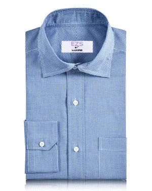 EZS Blue Micro Gingham Checks Shirt Outdoor Adventure Chic Ensemble
