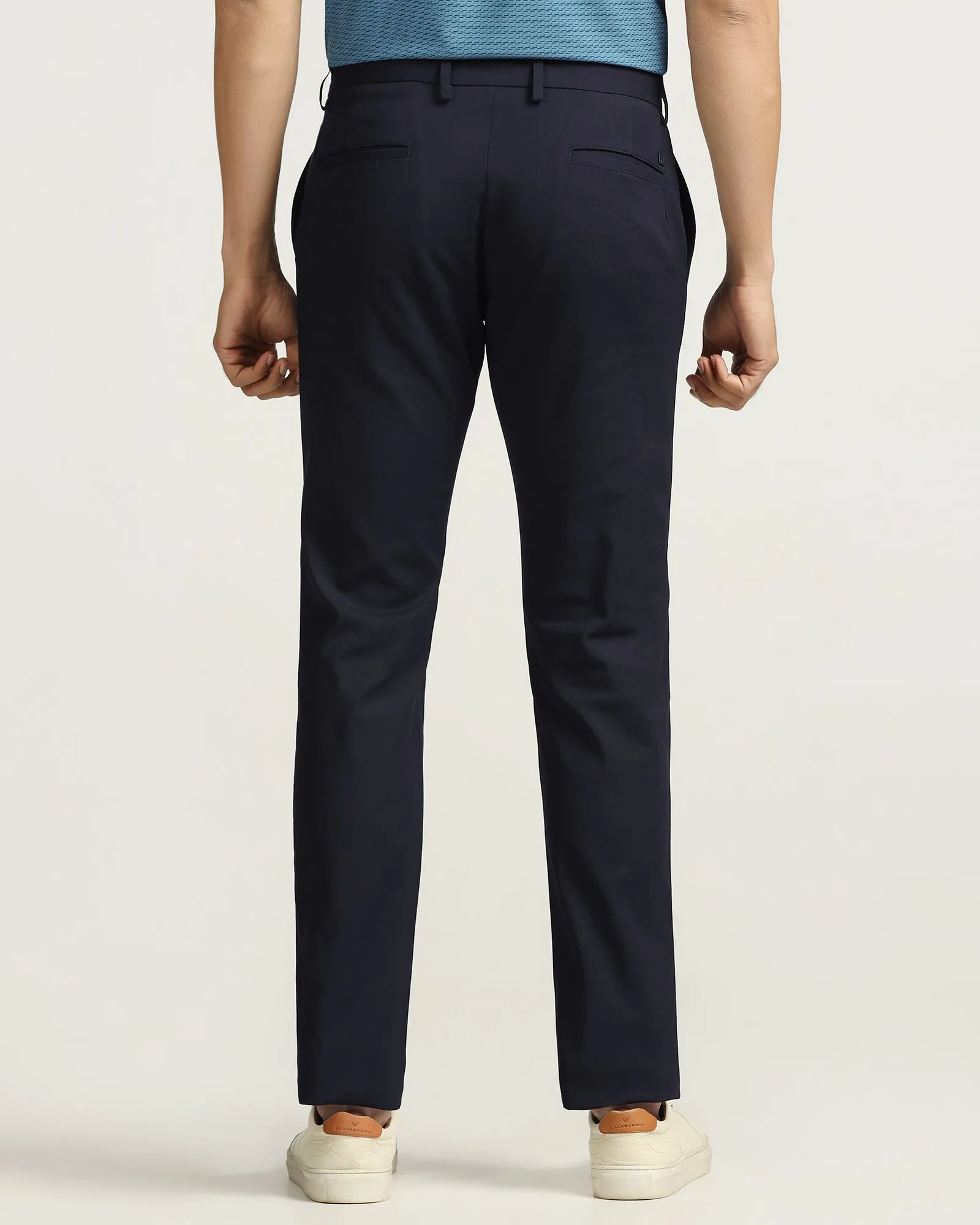 LightweightDesign TechPro Slim Fit B-91 Casual Navy Solid Khakis - Sandy