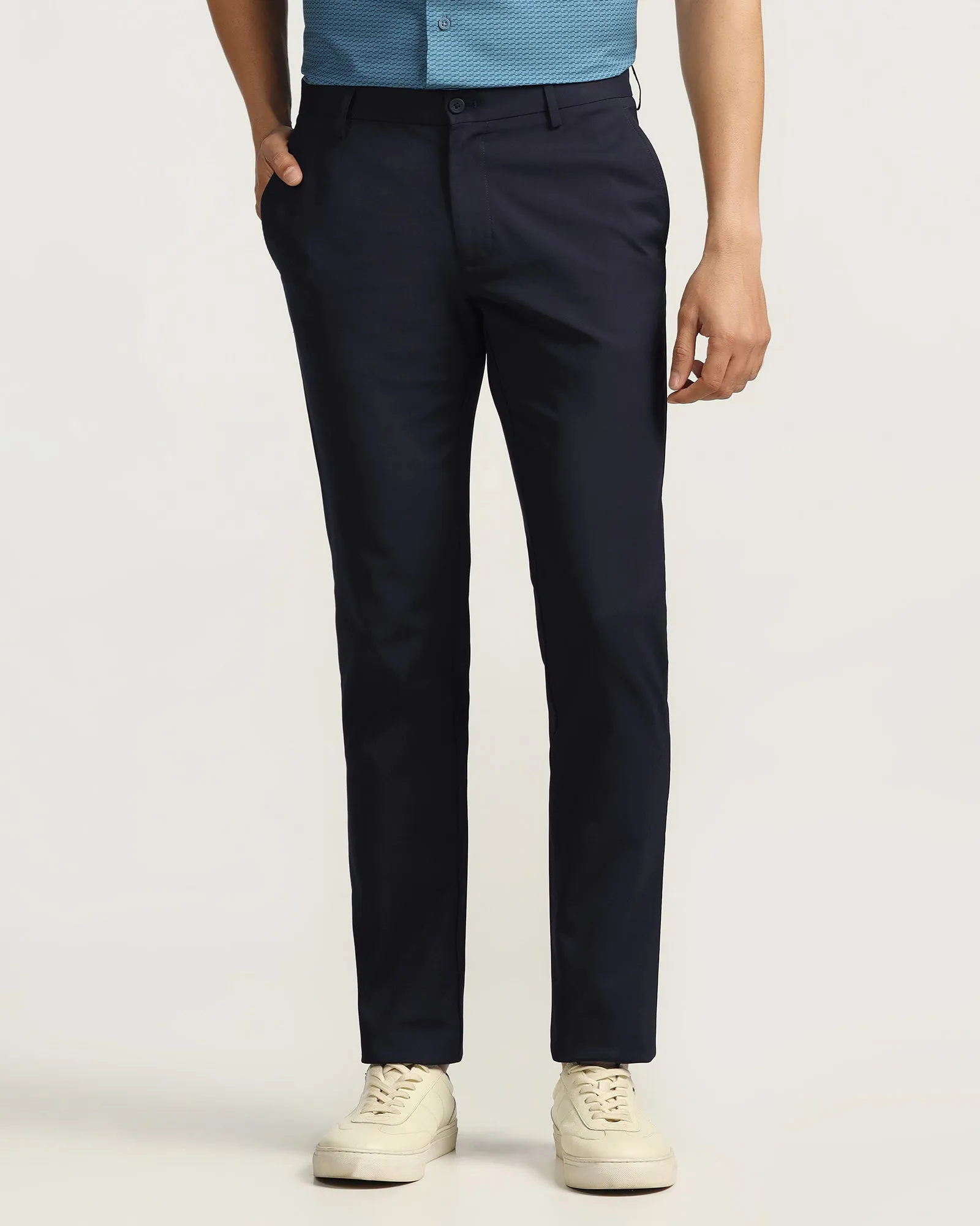 Performance Ready TechPro Slim Fit B-91 Casual Navy Solid Khakis - Sandy