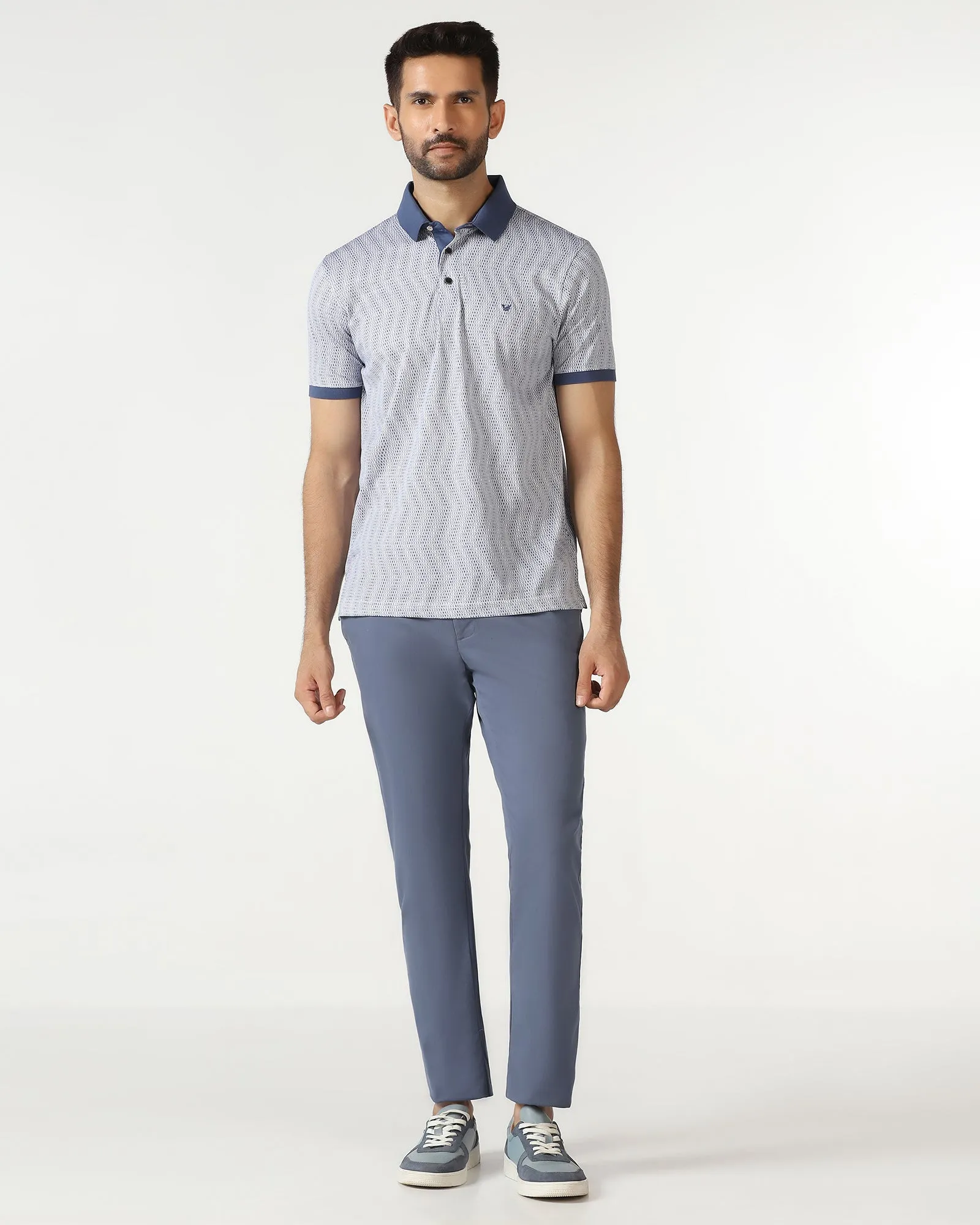 Wool blend Slim Comfort B-95 Casual Blue Solid Khakis - Mario