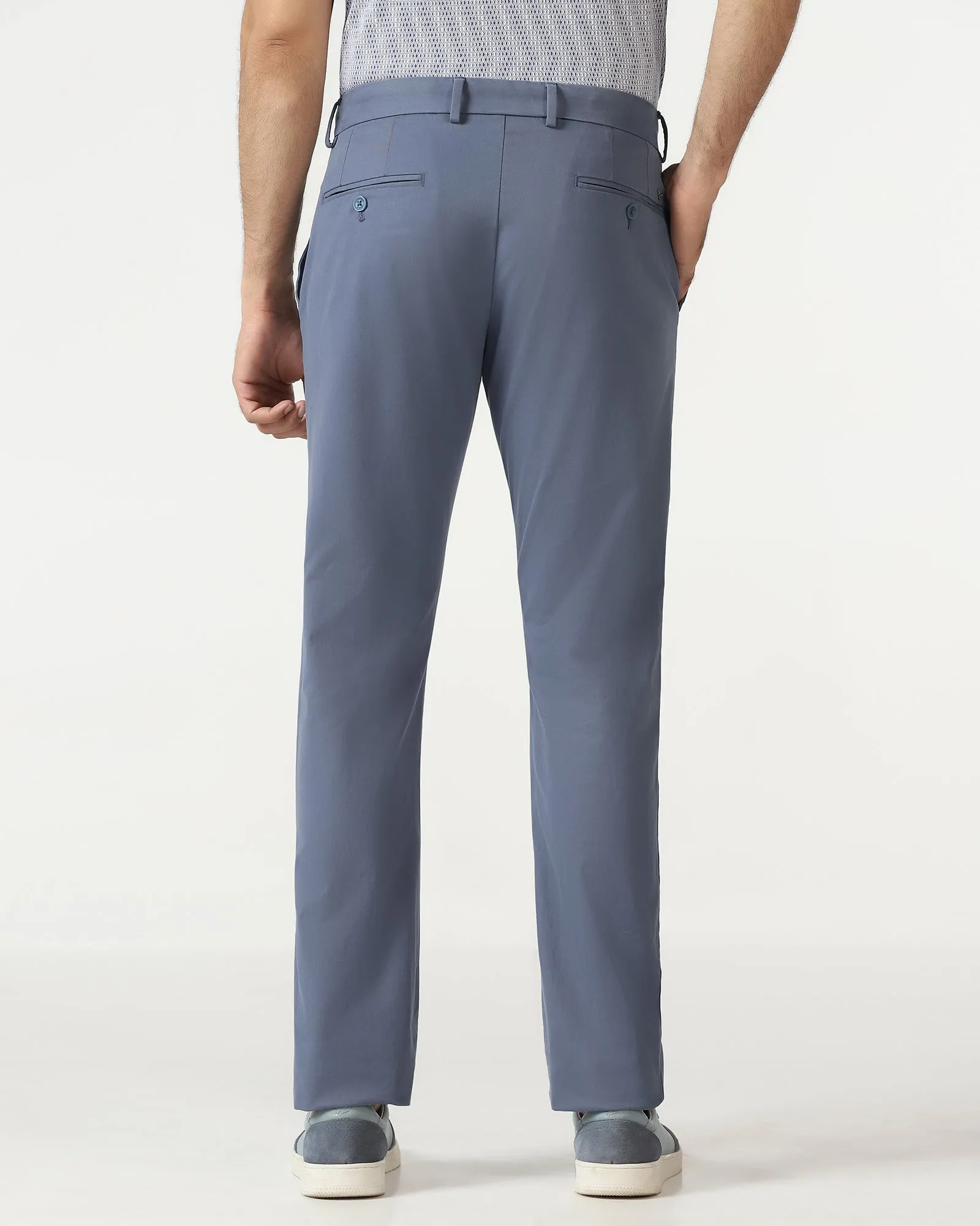 Simple Comfort Wear Slim Comfort B-95 Casual Blue Solid Khakis - Mario