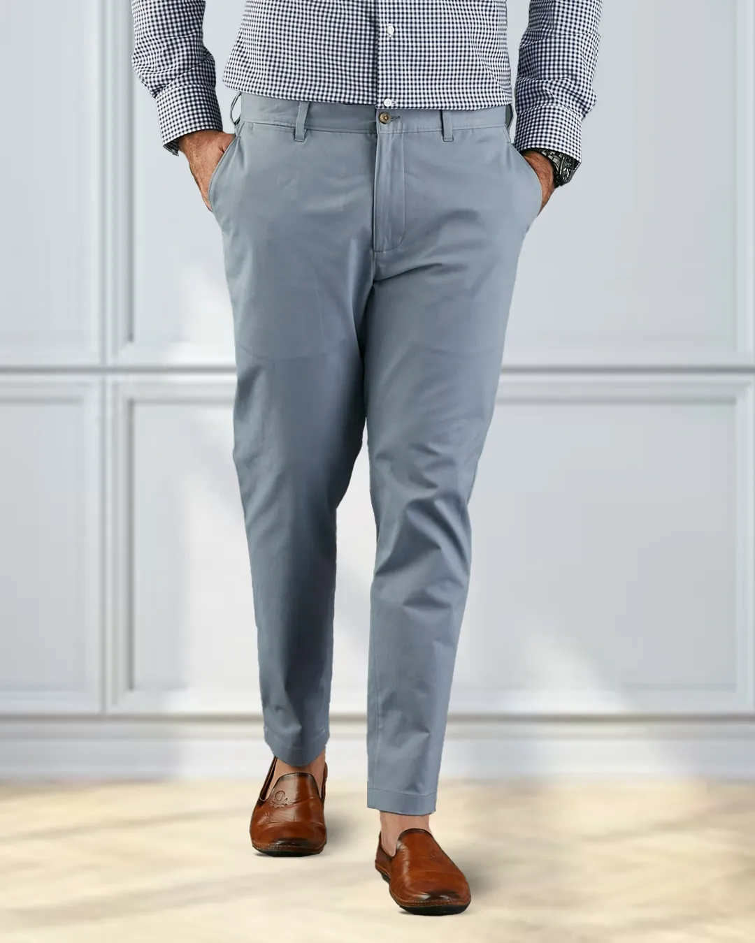 Genoa Chino Pant Soft Blue Grey Ultimate Comfort Casual Performance Fit