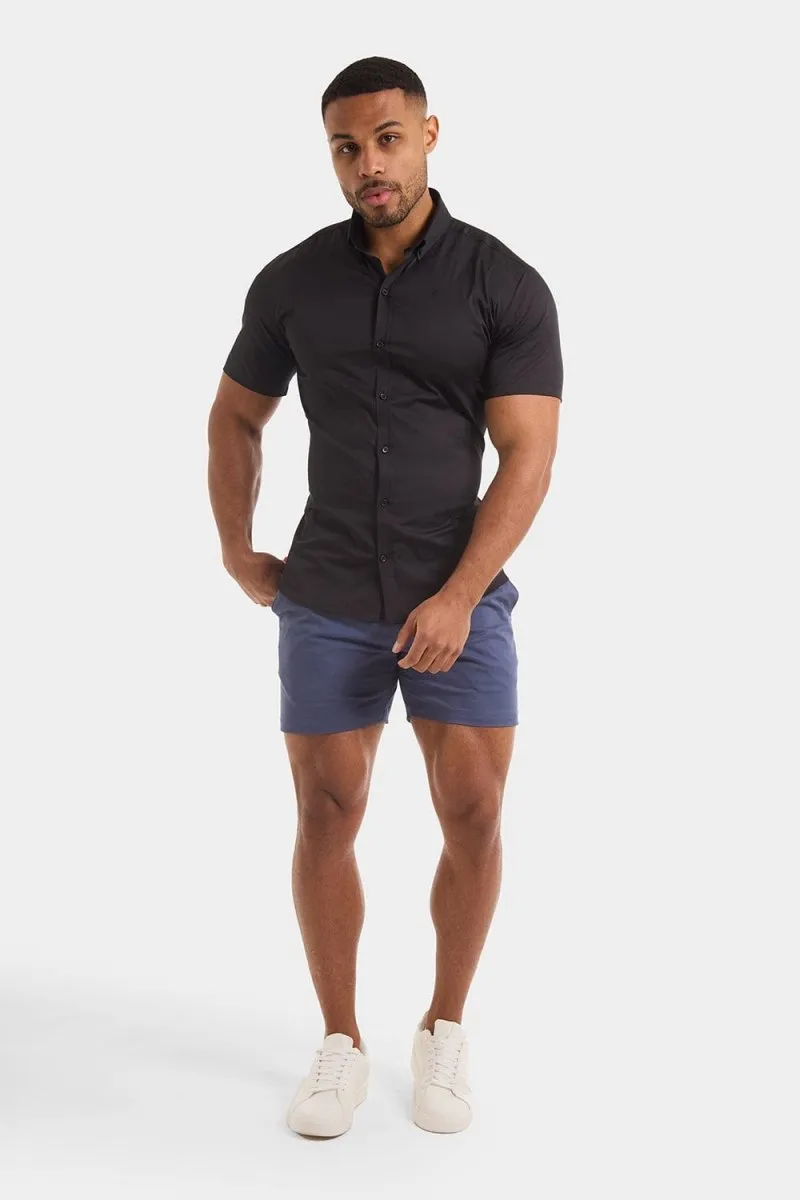 Snag Resistant Fabric Athletic Fit Short Sleeve Signature Shirt in Black