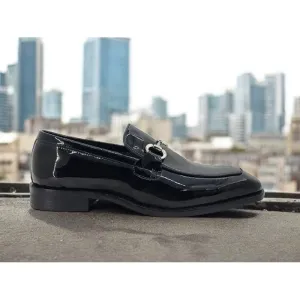 Carrucci Black Patent Leather Horsebit Buckle Loafer Dress Shoe - KS509-28P Clean Line Travel Shade