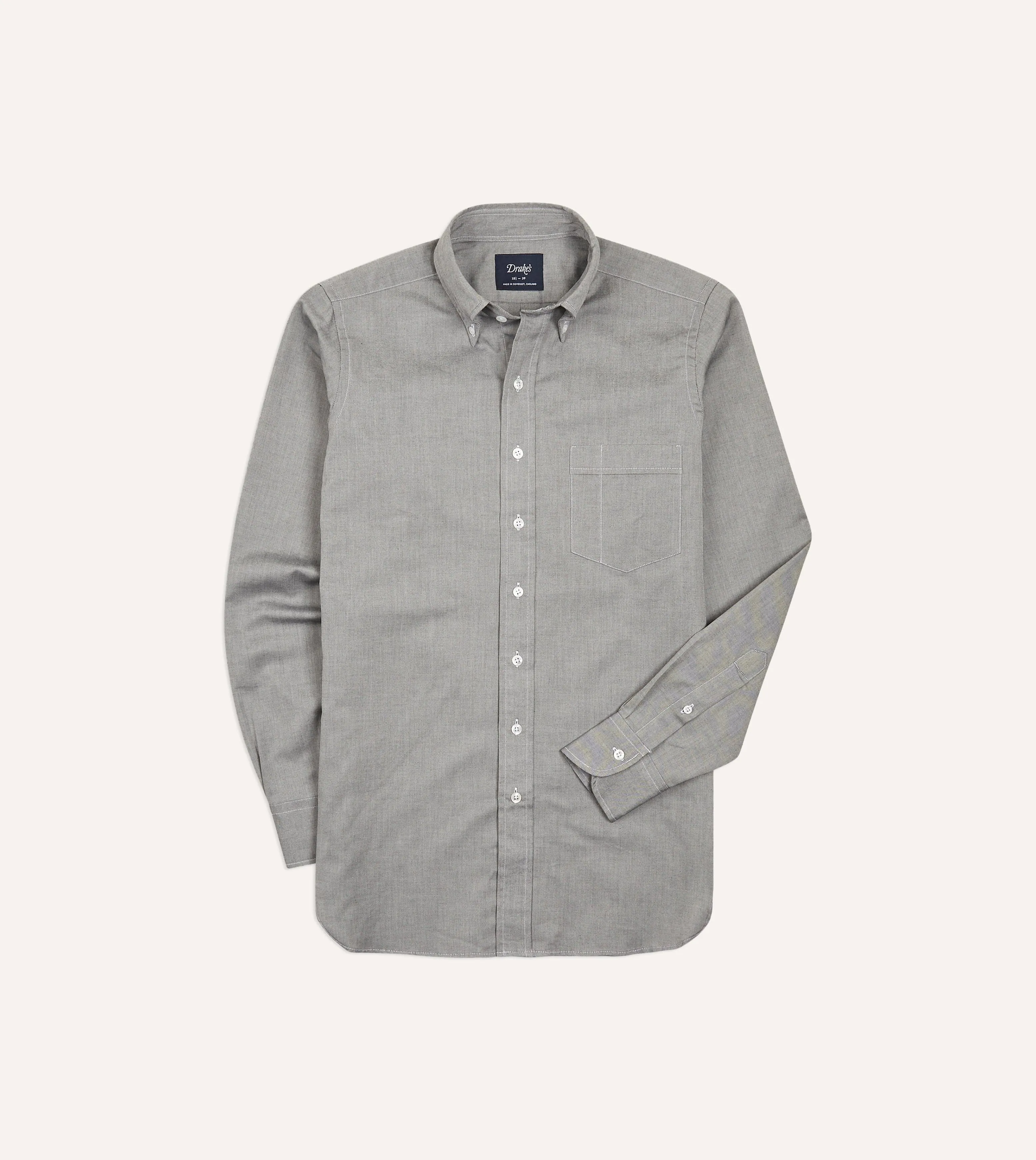 Grey Pinpoint Oxford Cotton Cloth Button-Down Shirt Roomy Cut