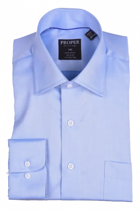 PROPER SHIRTINGS BLUE CLASSIC FIT REGULAR CUFF P720DD0R-BLU Smooth Texture
