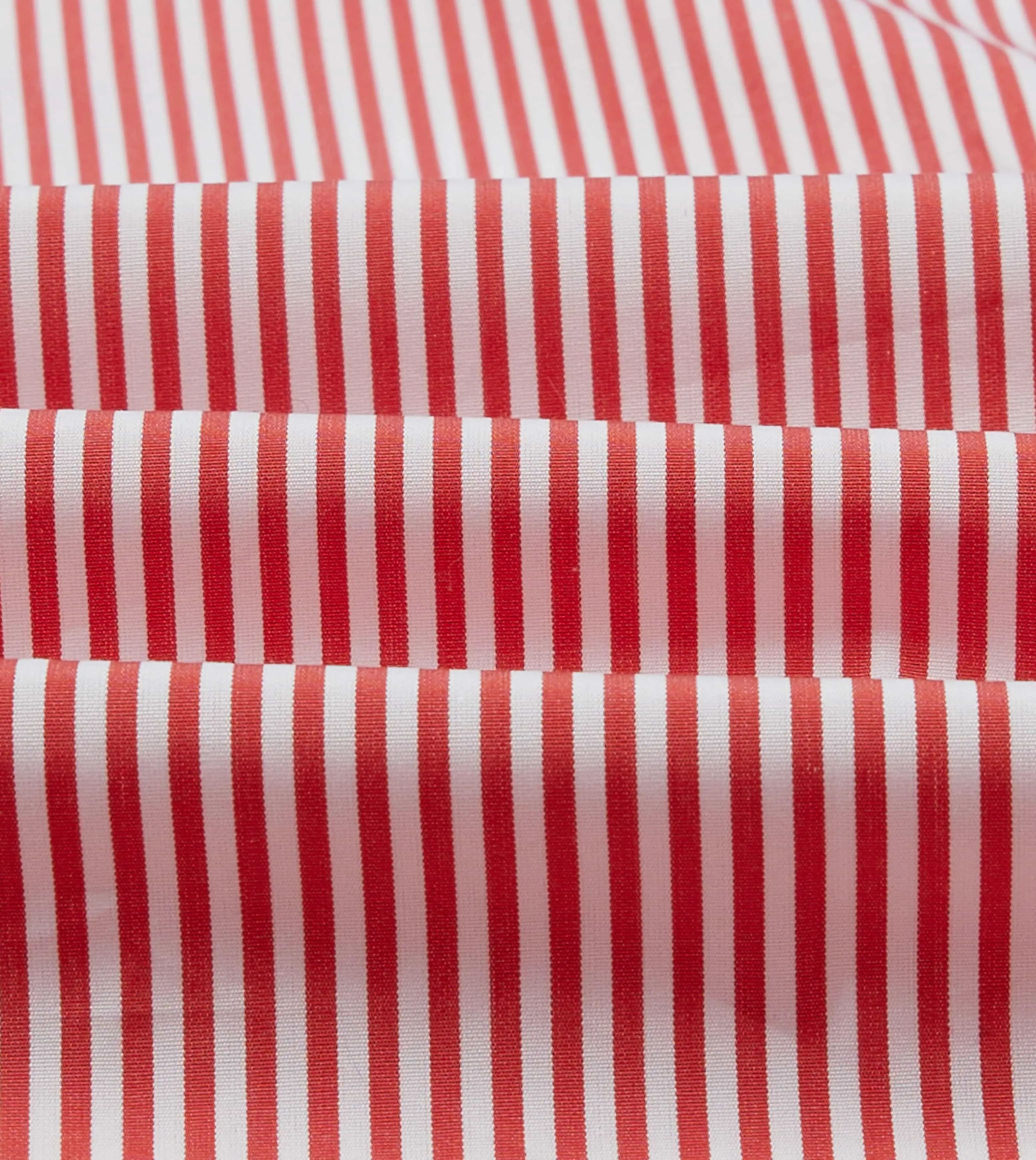 Red Narrow Stripe Cotton Poplin Button-Down Shirt Fast Drying Smooth zipper closure