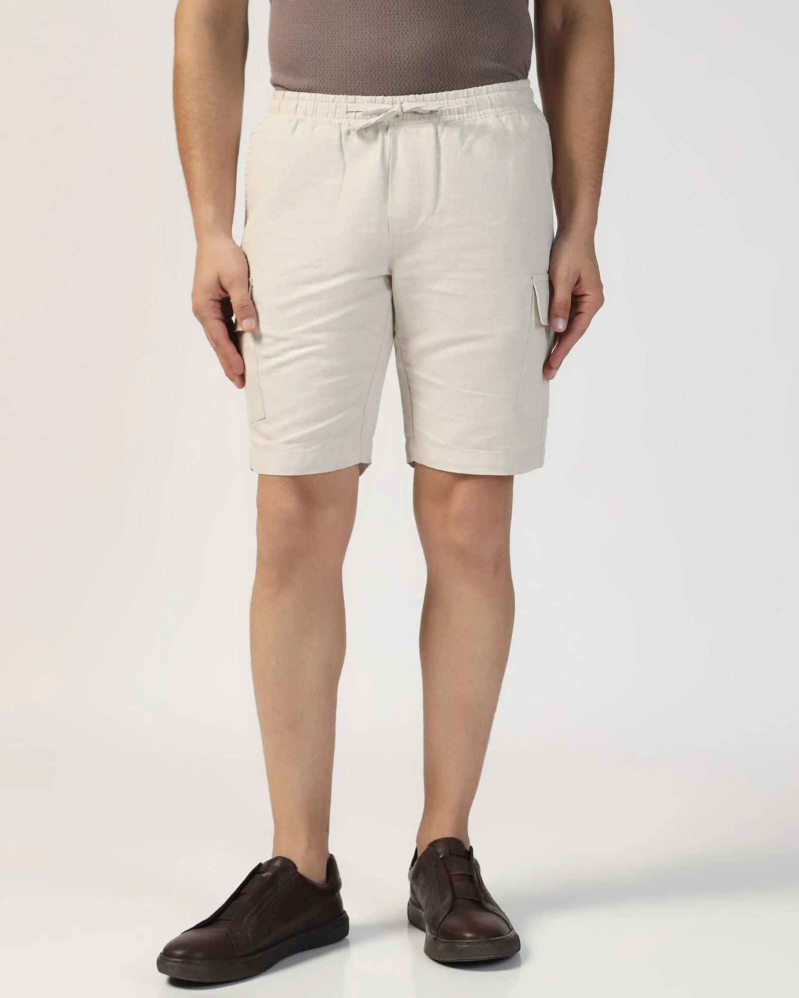 Linen Casual Natural Solid Shorts - Kin Chill Mood teenagers