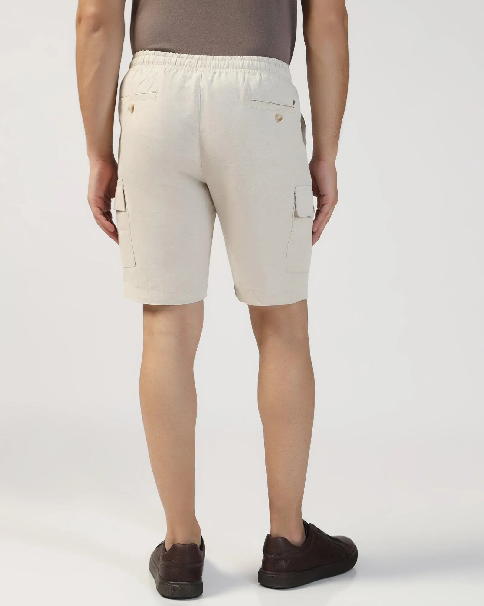 Linen Casual Natural Solid Shorts - Kin Sporty Edge