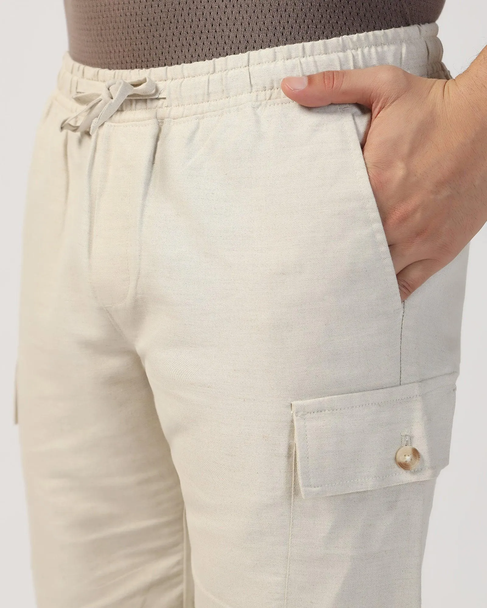 Linen Casual Natural Solid Shorts - Kin Flexible Gusset Design Outdoor Adventure