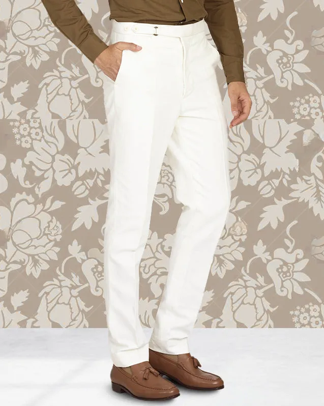 Fitted Design Relaxed Lines Linen Cotton Canvas: Cream Pant