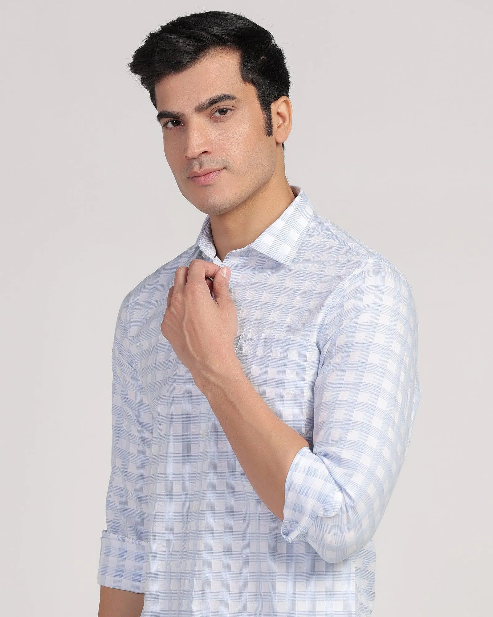 Plaid Design birthday celebration Casual Blue Check Shirt - Torin