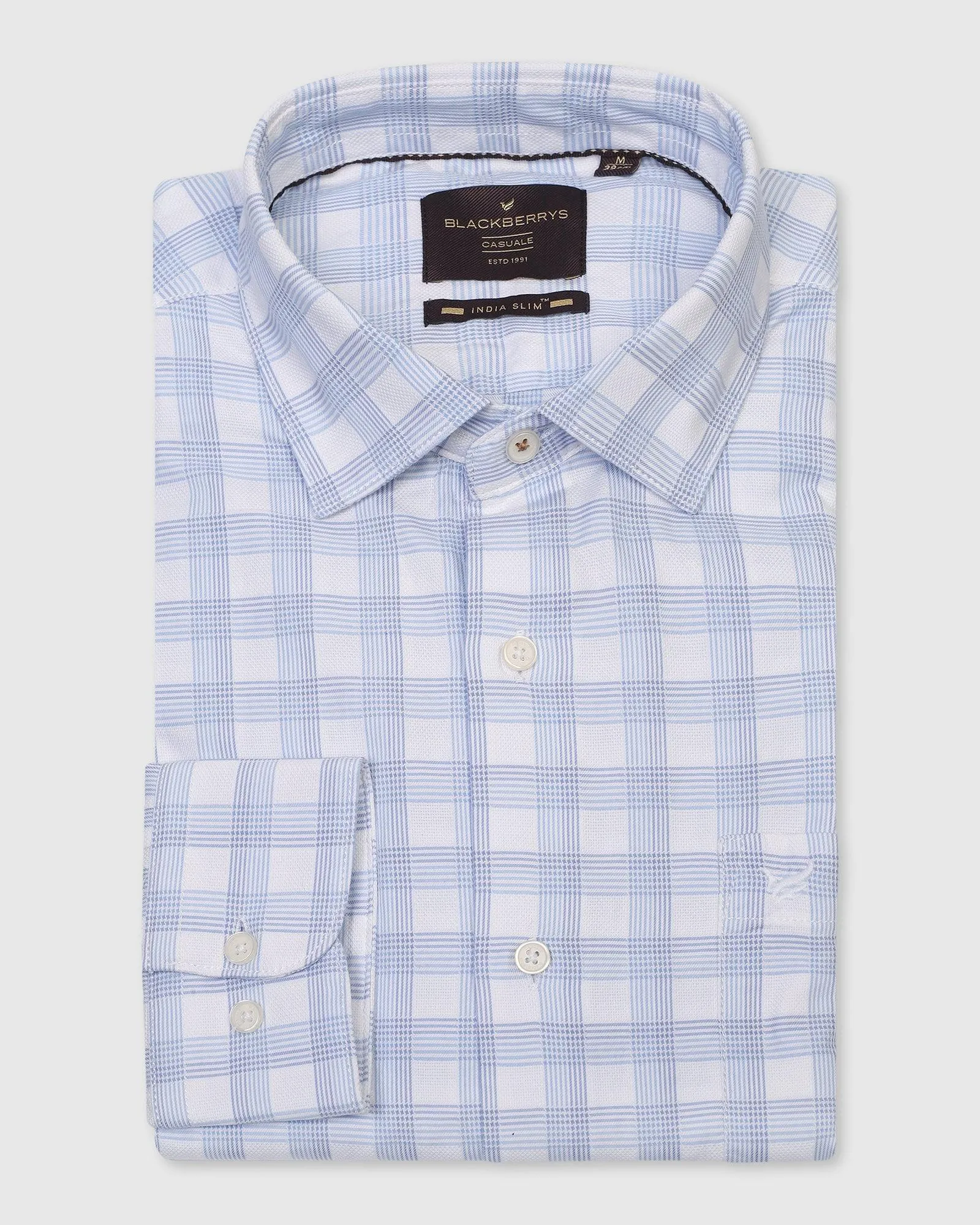 Loose Comfort Casual Blue Check Shirt - Torin